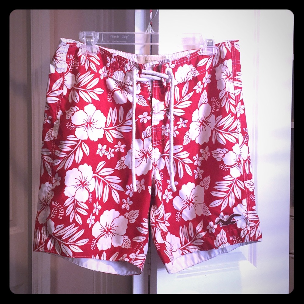 Red Hollister swim shorts